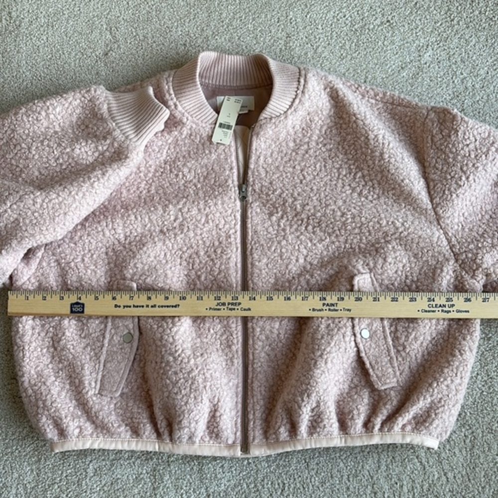 Anthropologie Pink Rose Sherpa Fleece Full Zip Lined Jacket Women Size Large - Picture 11 of 15